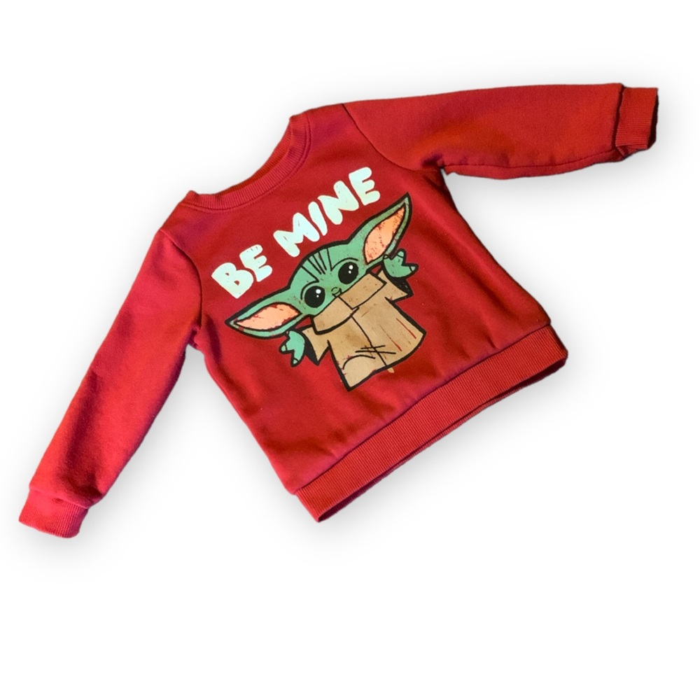 Star Wars Baby Yoda Be Mine Toddler Red Crewneck - Child Size 2 T Unisex